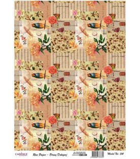 كاغذ دكوپاژ برنجي كادنس اين كاغذ از مواد ظريف ونازك ولي با استحكام بالا ساخته شده است. دكوپاژ برنجي كادنس از دستمال سفره ضخيم تر است اما به راحتي بر روي سطح كار مي خوابد و داراي طرح ها ورنگبندي هاي جذاب،جديدوبسيار شيكي نسبت به دستمال است.   قابل استفاده براي هر نوع تكنيكي (مدرن و كلاسيك)  تاكنون بيش از٦٠٠ طرح زيبا توليد شده است سايز اين محصول a3 ميباشد.