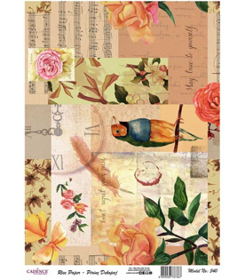 كاغذ دكوپاژ برنجي كادنس اين كاغذ از مواد ظريف ونازك ولي با استحكام بالا ساخته شده است. دكوپاژ برنجي كادنس از دستمال سفره ضخيم تر است اما به راحتي بر روي سطح كار مي خوابد و داراي طرح ها ورنگبندي هاي جذاب،جديدوبسيار شيكي نسبت به دستمال است.   قابل استفاده براي هر نوع تكنيكي (مدرن و كلاسيك)  تاكنون بيش از٦٠٠ طرح زيبا توليد شده است سايز اين محصول a3 ميباشد.