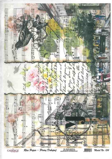 كاغذ دكوپاژ برنجي كادنس اين كاغذ از مواد ظريف ونازك ولي با استحكام بالا ساخته شده است. دكوپاژ برنجي كادنس از دستمال سفره ضخيم تر است اما به راحتي بر روي سطح كار مي خوابد و داراي طرح ها ورنگبندي هاي جذاب،جديدوبسيار شيكي نسبت به دستمال است.   قابل استفاده براي هر نوع تكنيكي (مدرن و كلاسيك)  تاكنون بيش از٦٠٠ طرح زيبا توليد شده است سايز اين محصول a3 ميباشد.