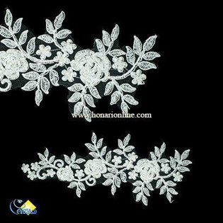 خرید دانتل گلدوزی شده، اپلیکه لباس مجلسی، دانتل گل رز، دانتل برای لباس مجلسی، فروش دانتل خاص، هنری آنلاین