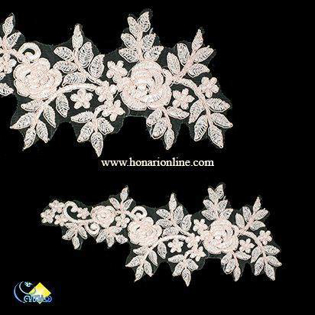 خرید دانتل گلدوزی شده، اپلیکه لباس مجلسی، دانتل گل رز، دانتل برای لباس مجلسی، فروش دانتل خاص، هنری آنلاین